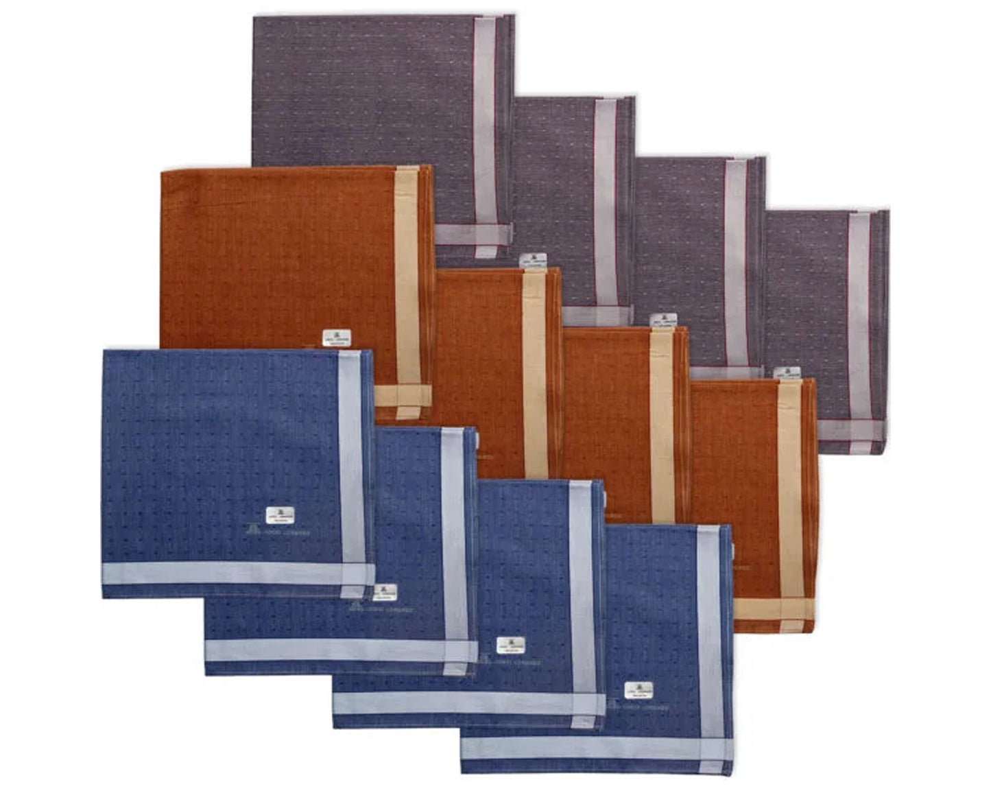 Elegant Men’s Handkerchief Set – Subtle Shades with Classic Borders Pack of 12