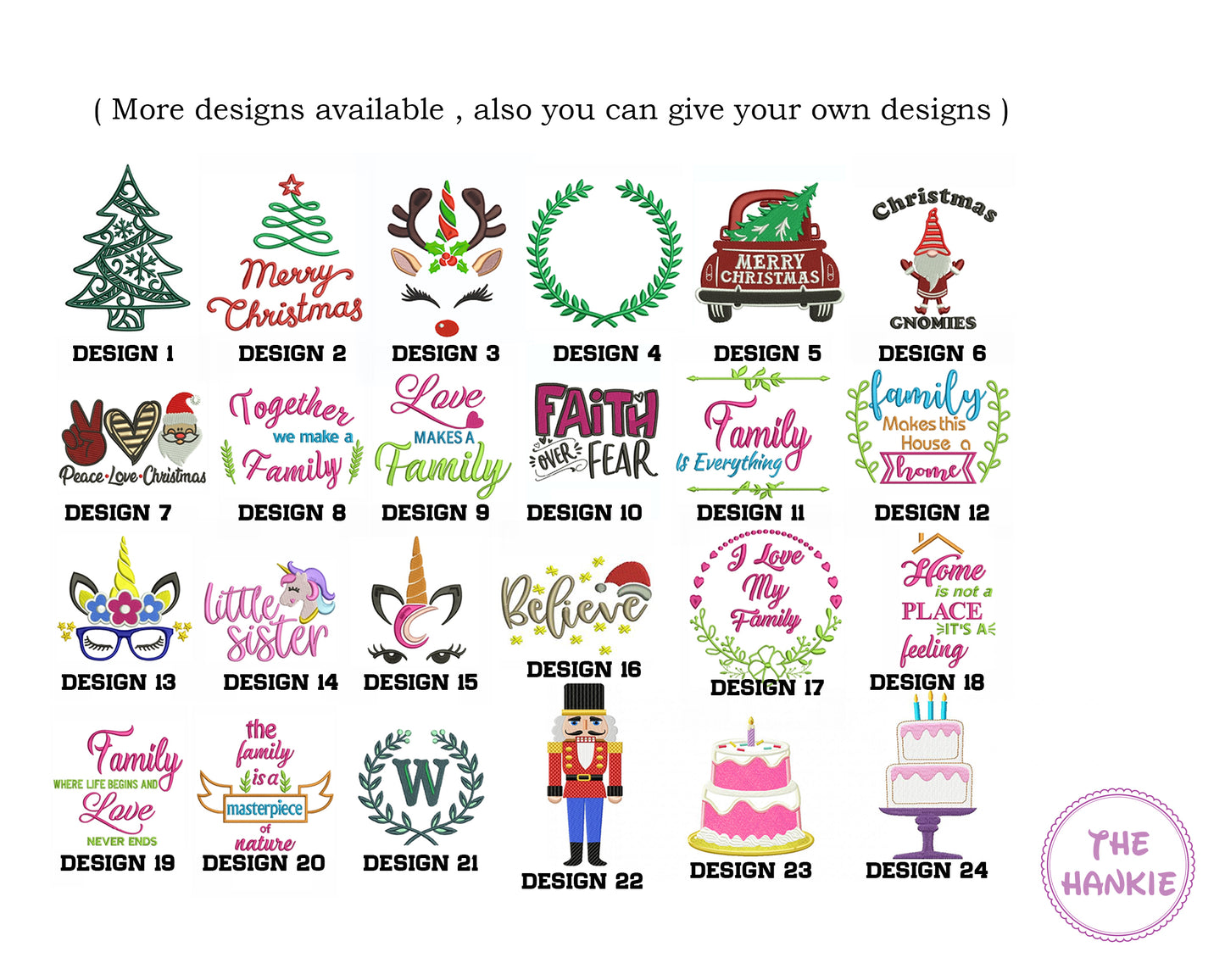 Collection of 24 Christmas-themed designs with various text and graphics on a white background.
