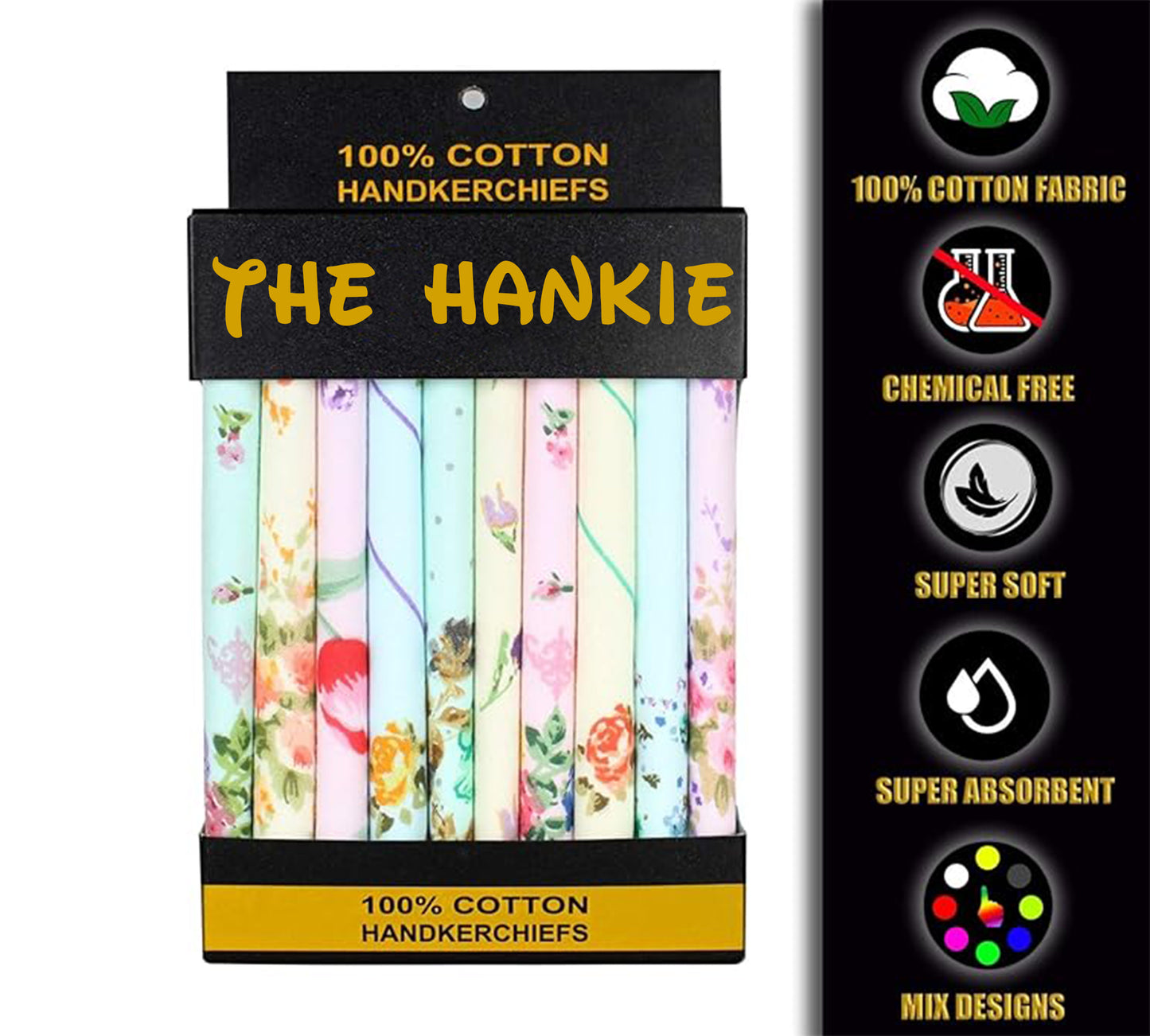 Floral Print Cotton Handkerchiefs for Women – Soft & Elegant Pack of 10