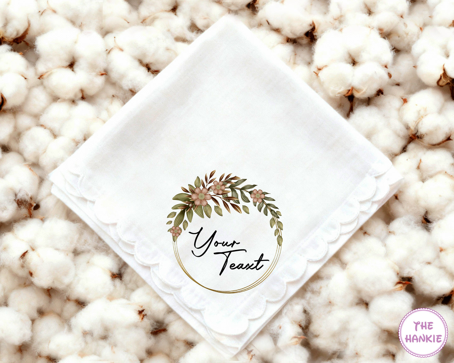 Floral Scalloped Keepsake Handkerchief for Mother of the Bride