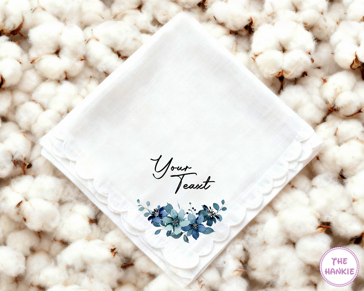 Elegant Happy Tears Hankie with Scalloped Edge