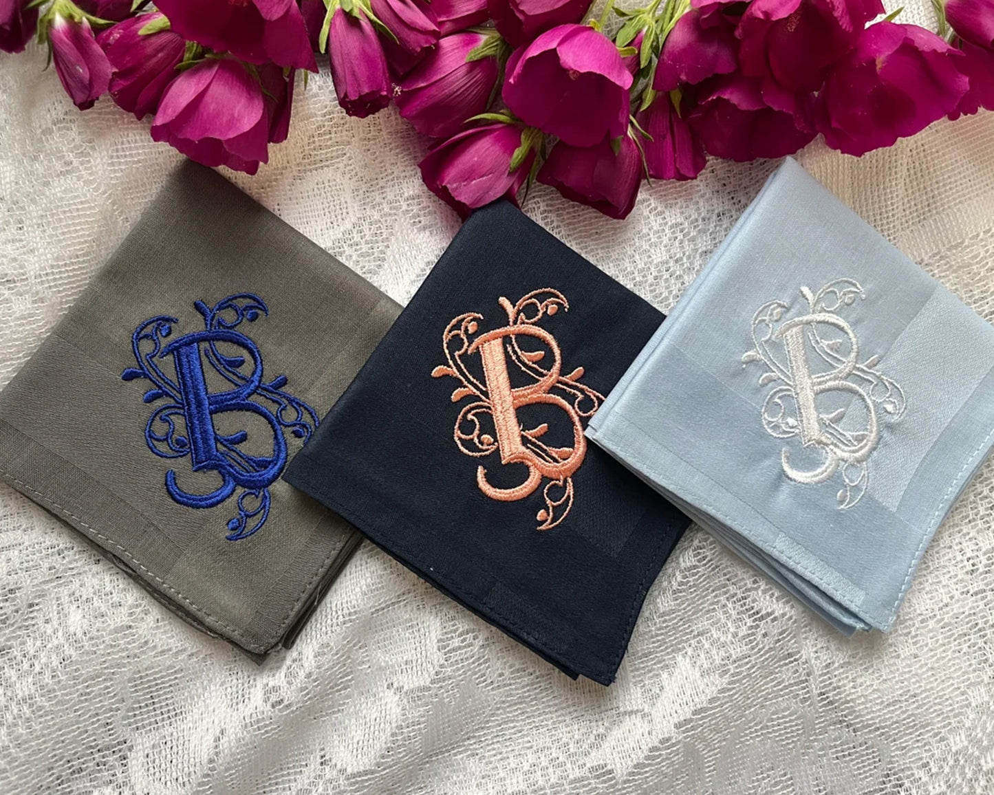 Groomsmen Embroidered Handkerchief - Set of 3