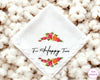 Custom Romantic Floral Scalloped Edge Happy Tears Wedding Handkerchief