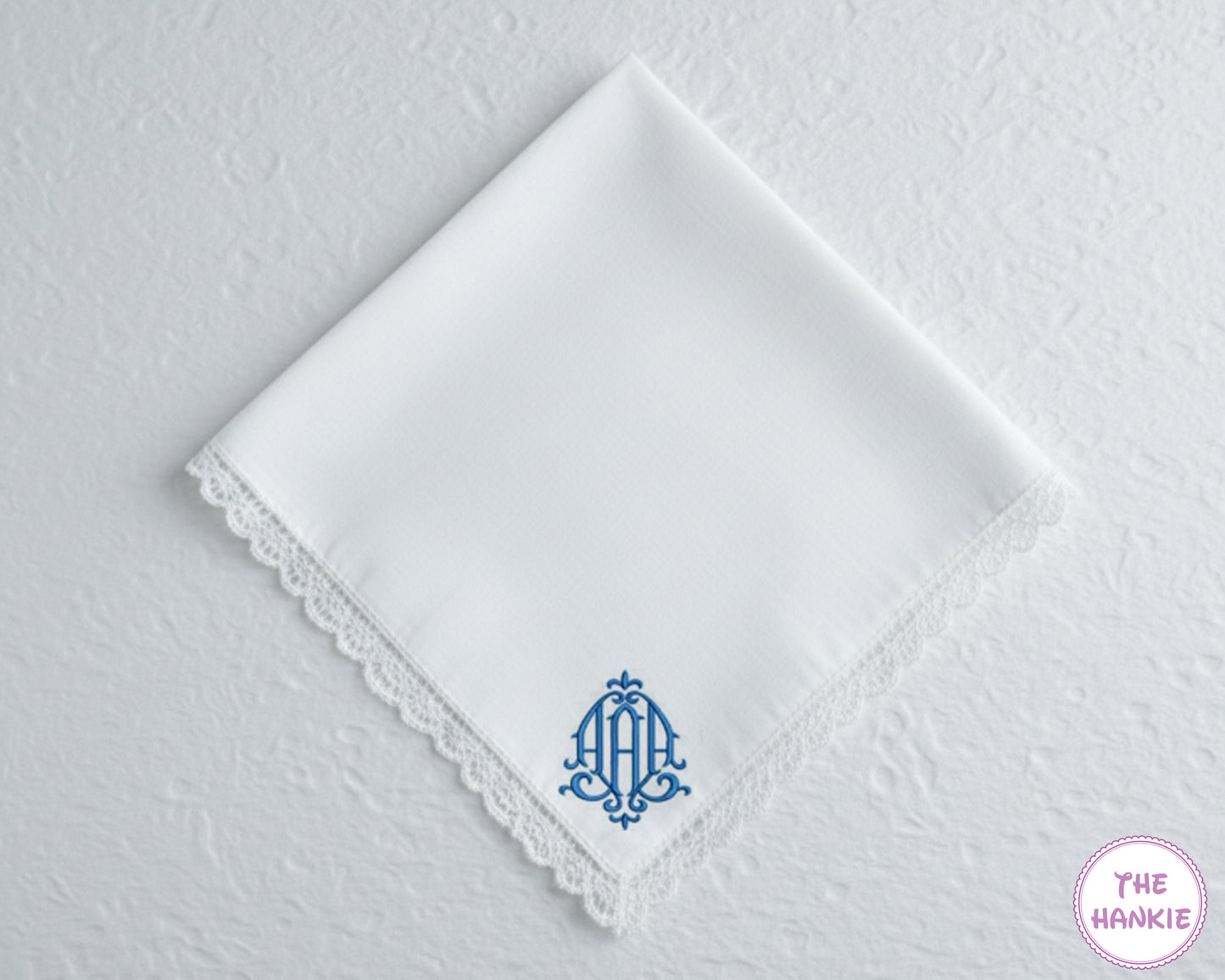 Custom Cotton Monogrammed Lace Wedding Handkerchief For Women