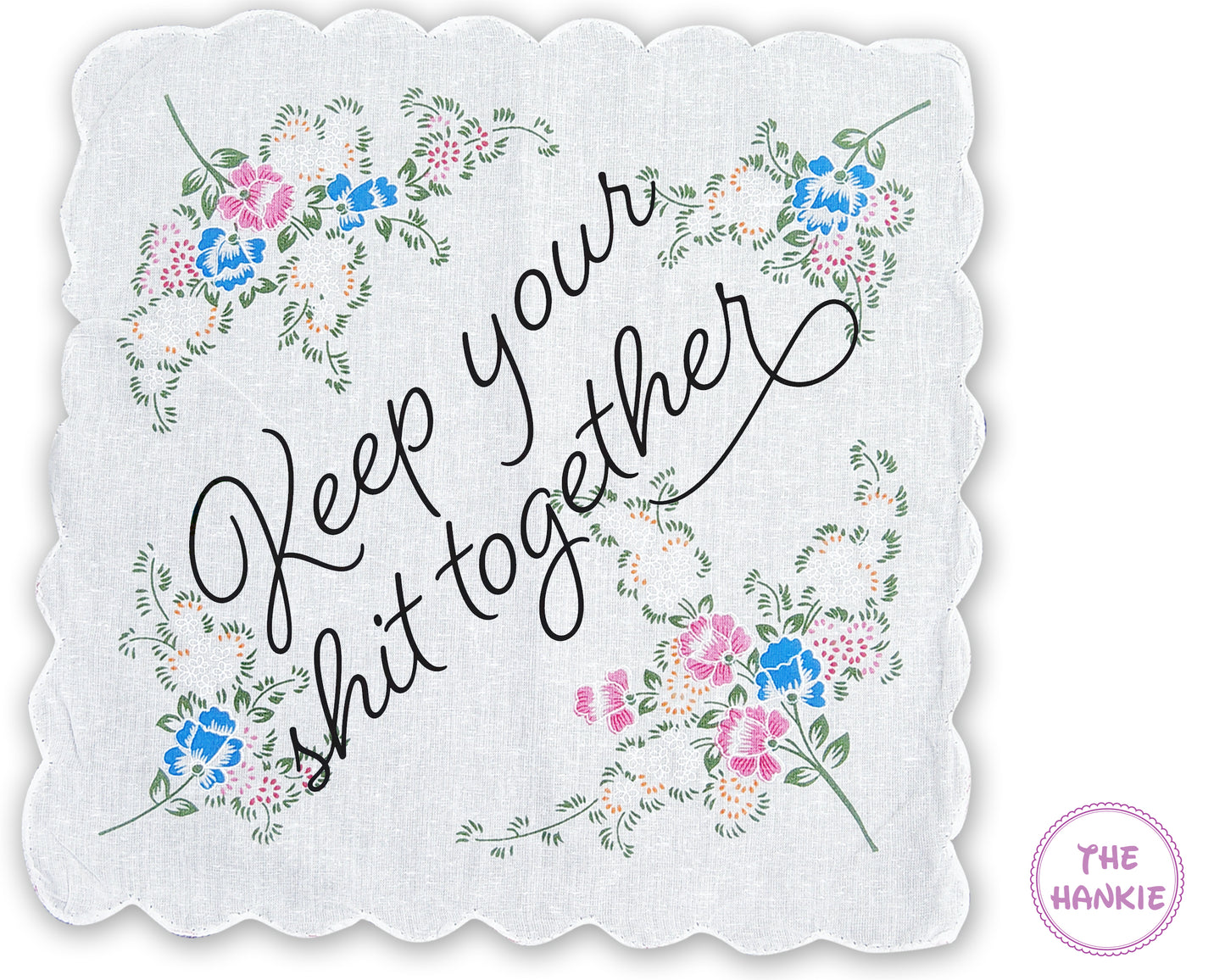 Keep Your Shit Together Wedding Handkerchief - Soft Cotton Scalloped Edge