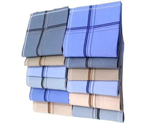 Classic Men’s Assorted Big Cotton Hankie Set – Pack of 12