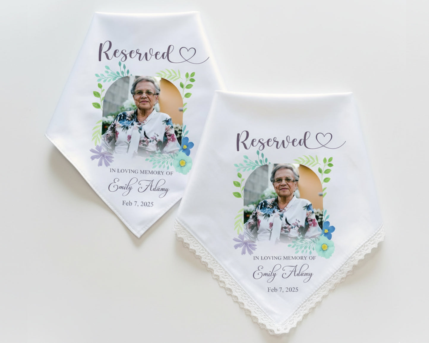Personalized Memorial Satin Handkerchief with Photo – Funeral Remembrance Keepsake