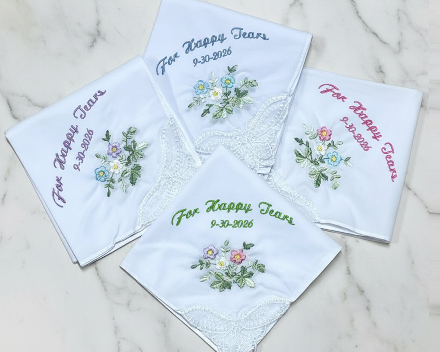Personalized Embroidered Wedding Handkerchief – For Happy Tears Lace Keepsake