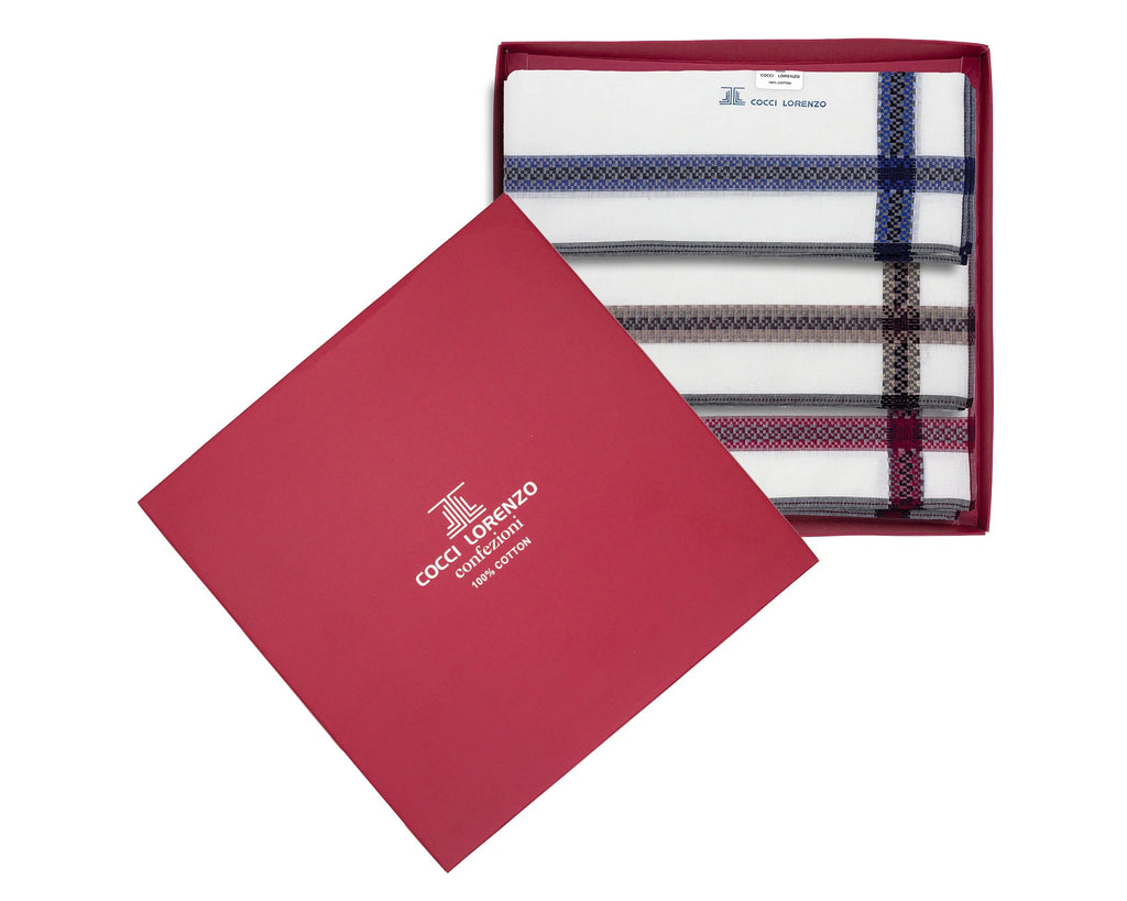100% Cotton Men’s Premium Collection Handkerchief - Colour Borders