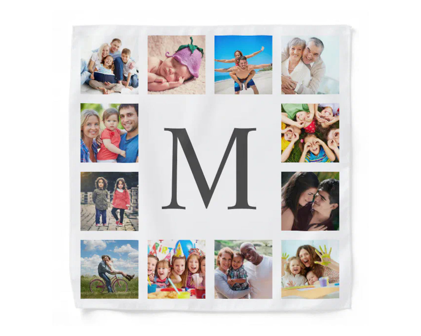 Custom Initial Family Photo Handkerchief – Collage Keepsake Gift