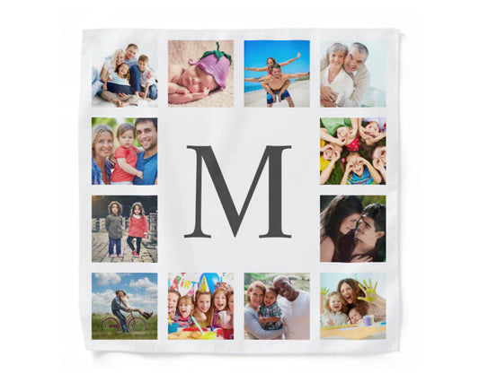 Custom Initial Family Photo Handkerchief – Collage Keepsake Gift