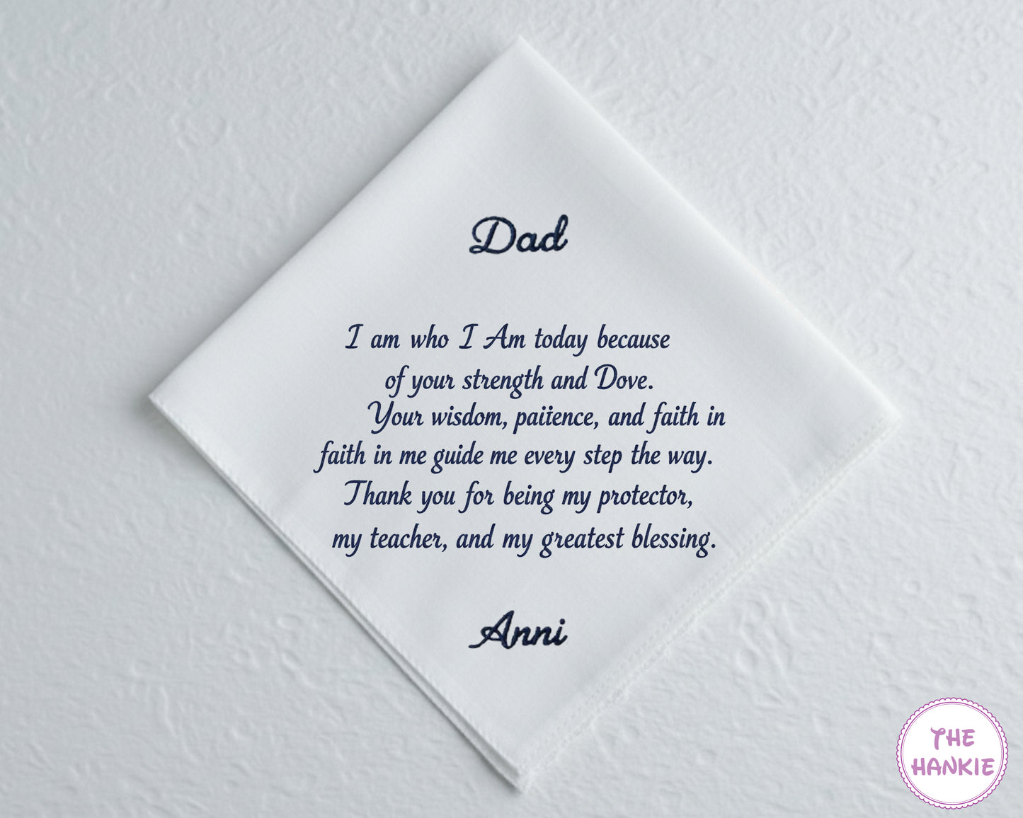 Custom Cotton Embroidery Memorial Handkerchief for Dad