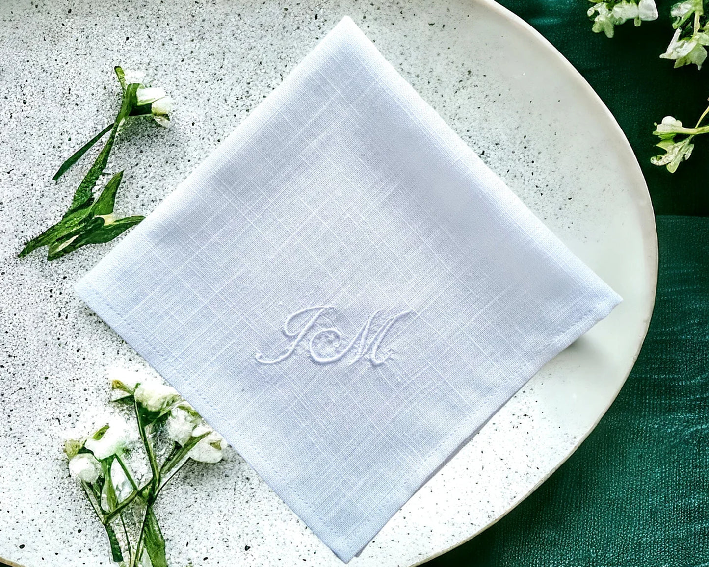 Wedding Embroidered Handkerchief for Bride & Groom