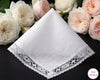 Elegant Bridal Handkerchief – White Cotton Hanky with Lace Border