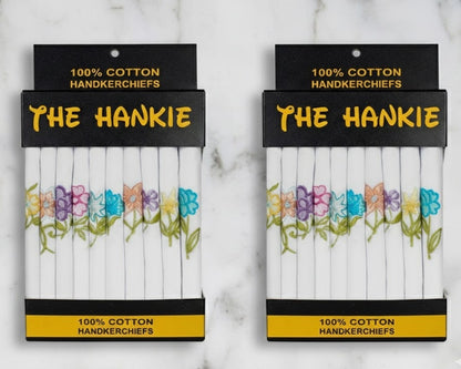 Women’s Floral Embroidered Cotton Handkerchiefs – Bulk Pack