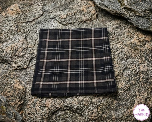 Men’s Plaid Cotton Handkerchief – Classic Black Check Pocket Hanky