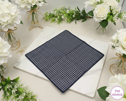 Men’s Soft Cotton Grid Check Pocket Hankie