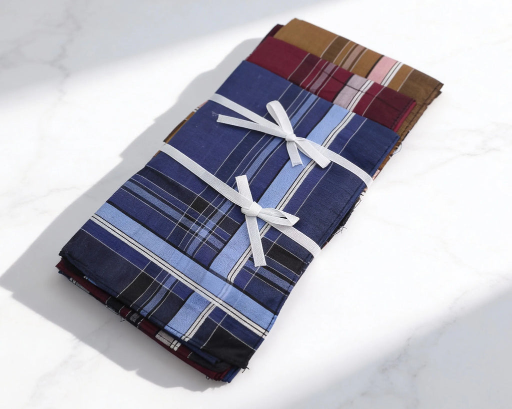 Men’s Soft Cotton Handkerchiefs Set of 3 – Classic Plaid Pocket Hankies