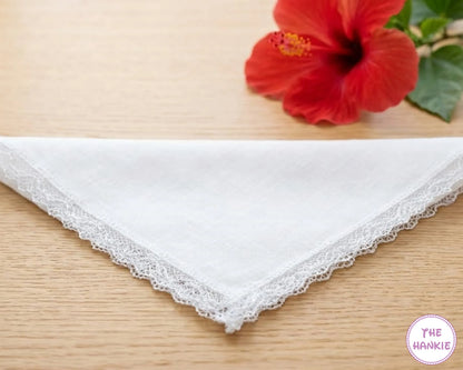 Premium Cotton Handkerchief for Women with Delicate Lace Border