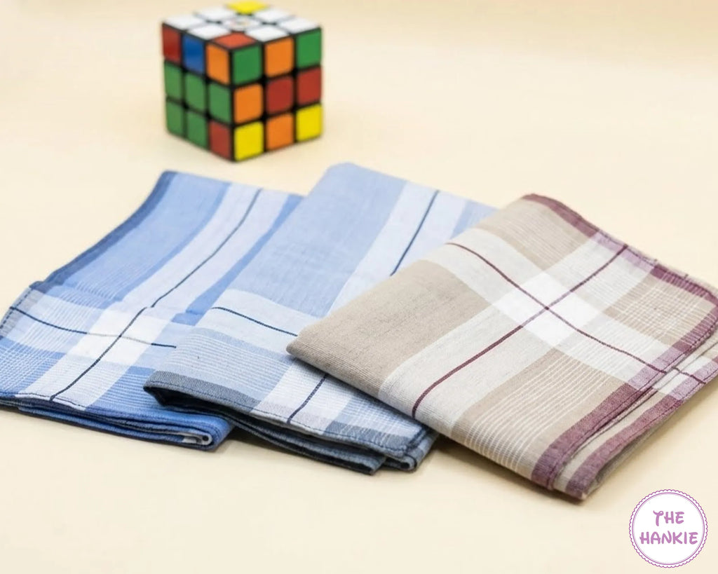 Luxury Soft Cotton Handkerchief Set for Men – Elegant Plaid Style