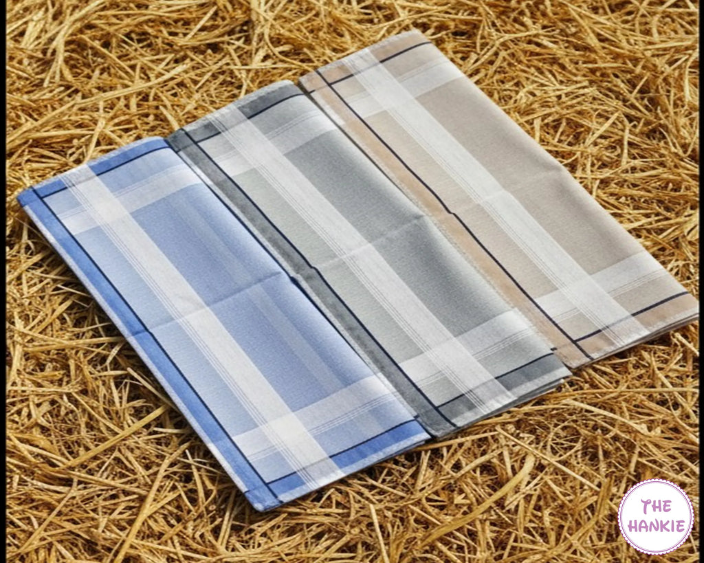 Soft Cotton Handkerchiefs – Classic Plaid Men's Hankies (3 Pieces)