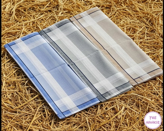 Soft Cotton Handkerchiefs – Classic Plaid Men's Hankies (3 Pieces)