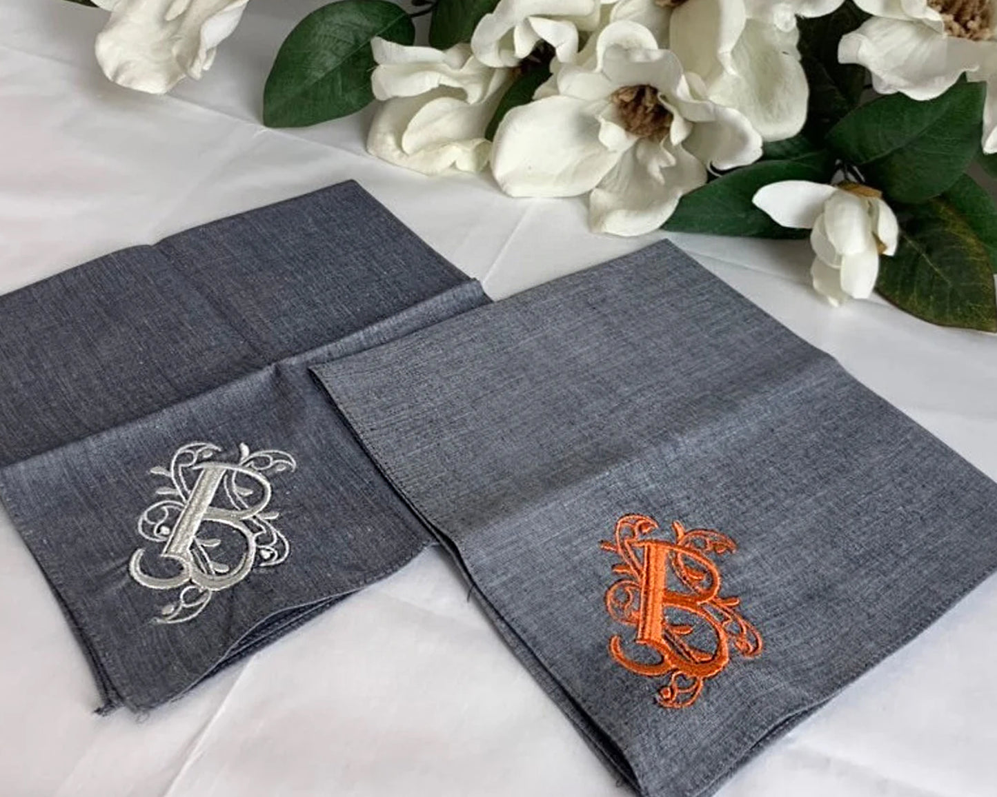 Embroidered Grey Handkerchief - Set of 2,3