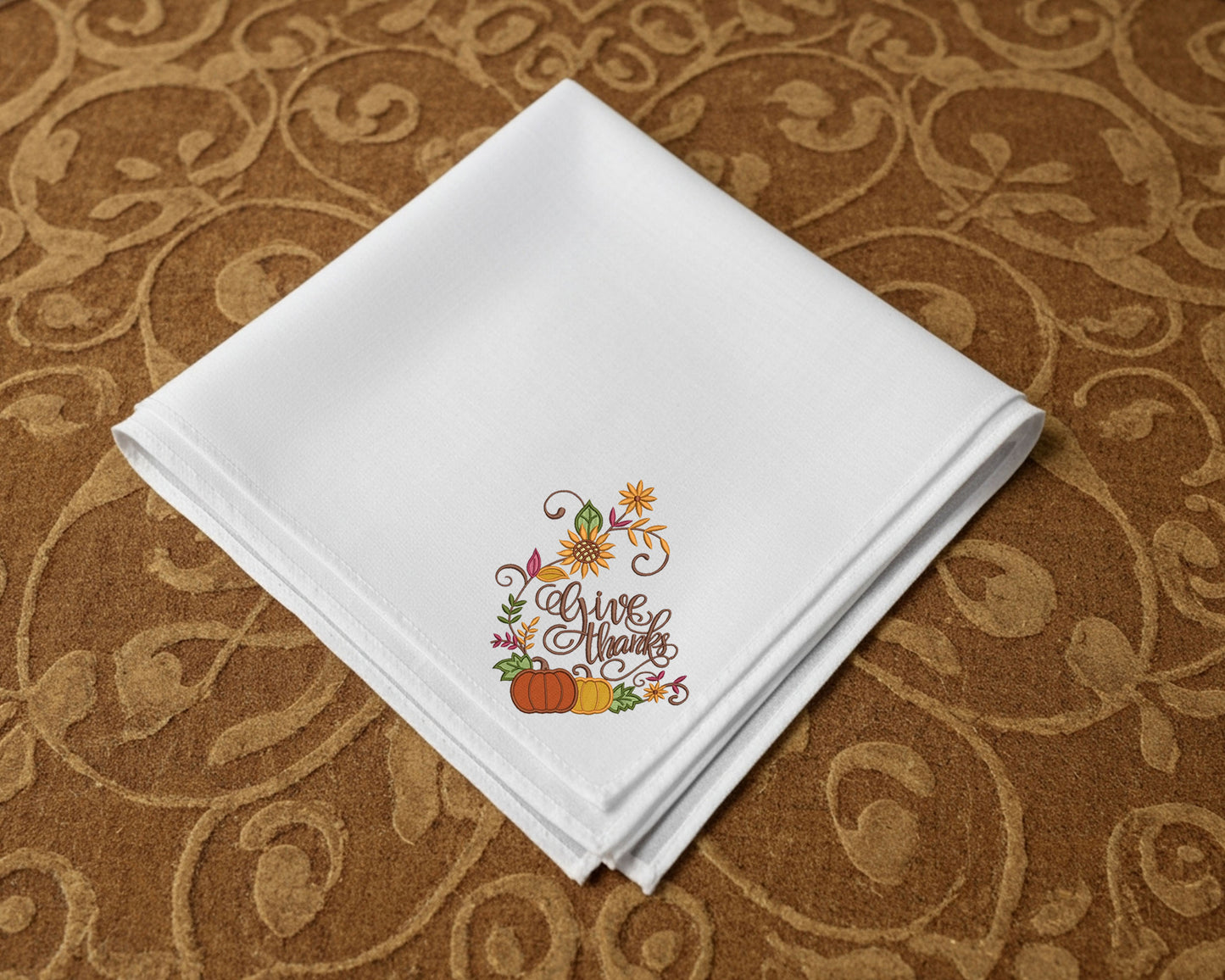Personalized Men White Cotton Thanks Giving Handkerchief