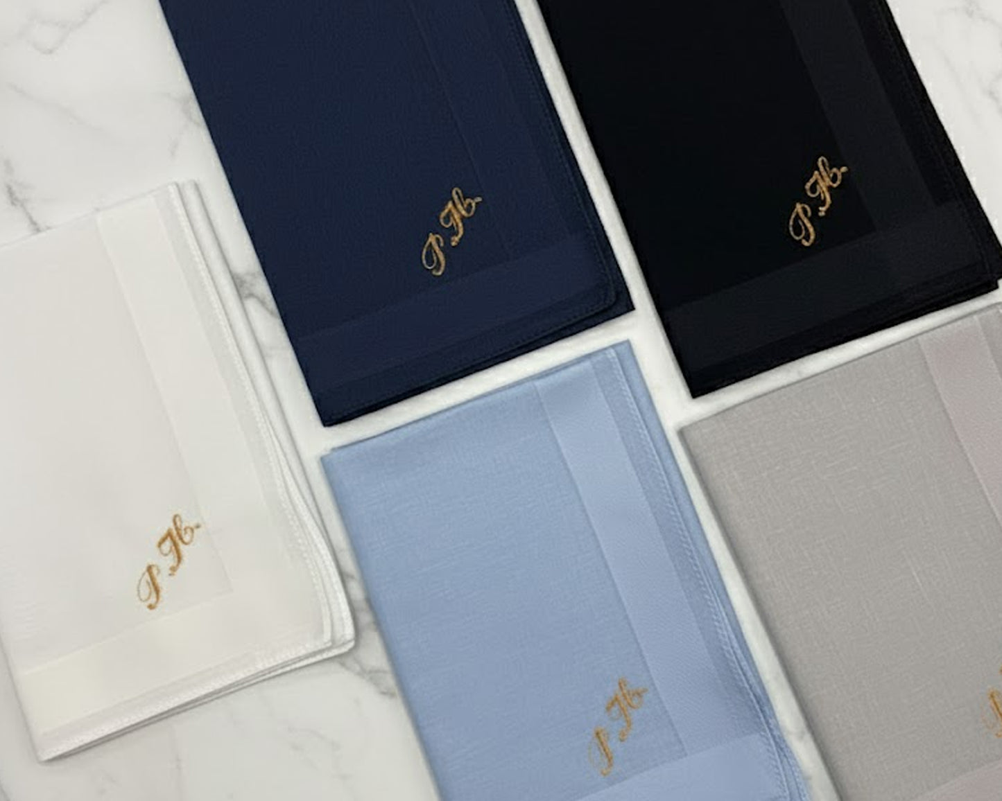 Custom Men’s Cotton Initial Embroidery Handkerchief - Pack of 5