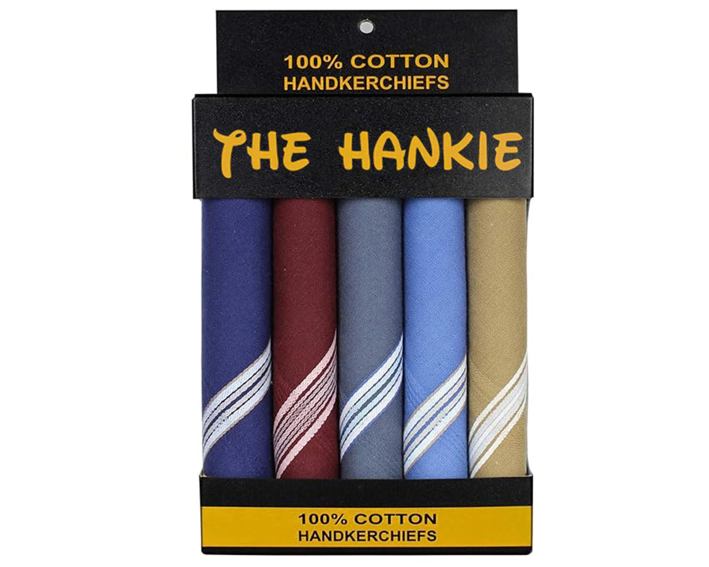 Assorted Cotton Dark Base with Colored Border Handkerchiefs for Men's - Pack of 5
