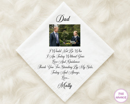 Personalized Photo Message Wedding Cotton Handkerchief for Dad