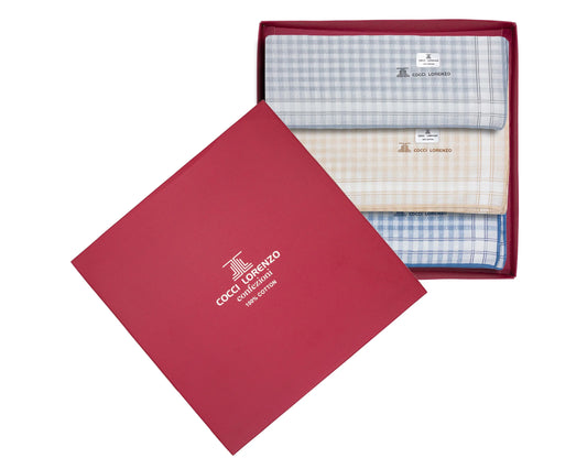 Men’s Pastel Cotton Chequered Handkerchief Set – Pack of 12