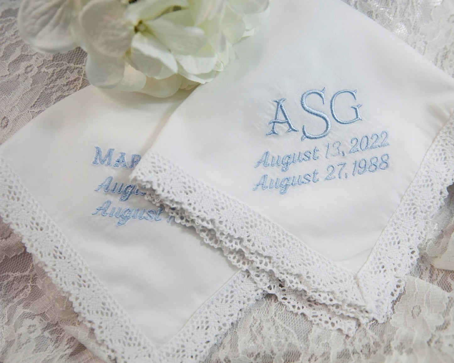 Handkerchief Monogrammed Lace or Plain for Wedding or Gifts