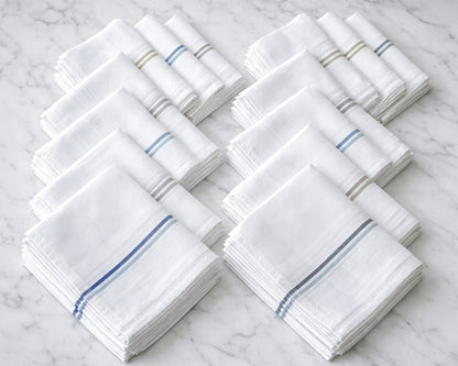 Everyday Men’s Classic 100% Cotton White Bulk Handkerchiefs