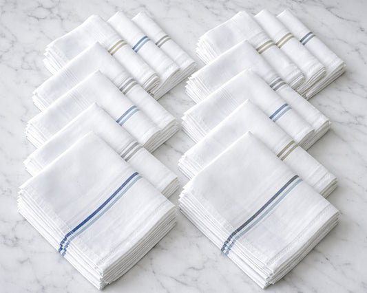 Everyday Men’s Classic 100% Cotton White Bulk Handkerchiefs