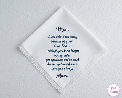 Embroidered Mom Wedding Cotton Handkerchief – Bride’s Gift