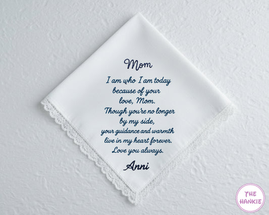 Embroidered Mom Wedding Cotton Handkerchief – Bride’s Gift