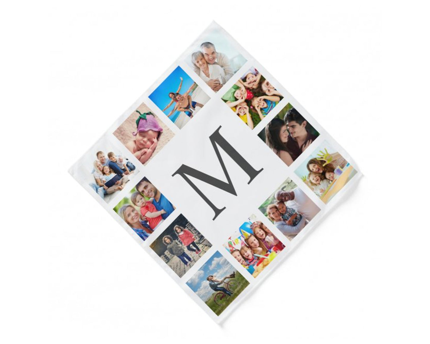 Custom Initial Family Photo Handkerchief – Collage Keepsake Gift