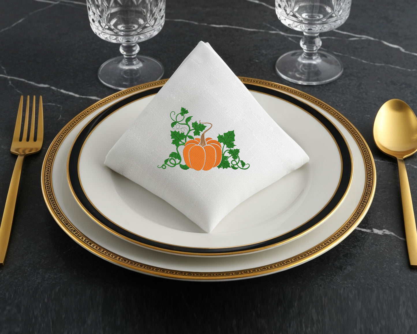 Custom Embroidered Thanksgiving Handkerchief – Perfect for Your Dining Table