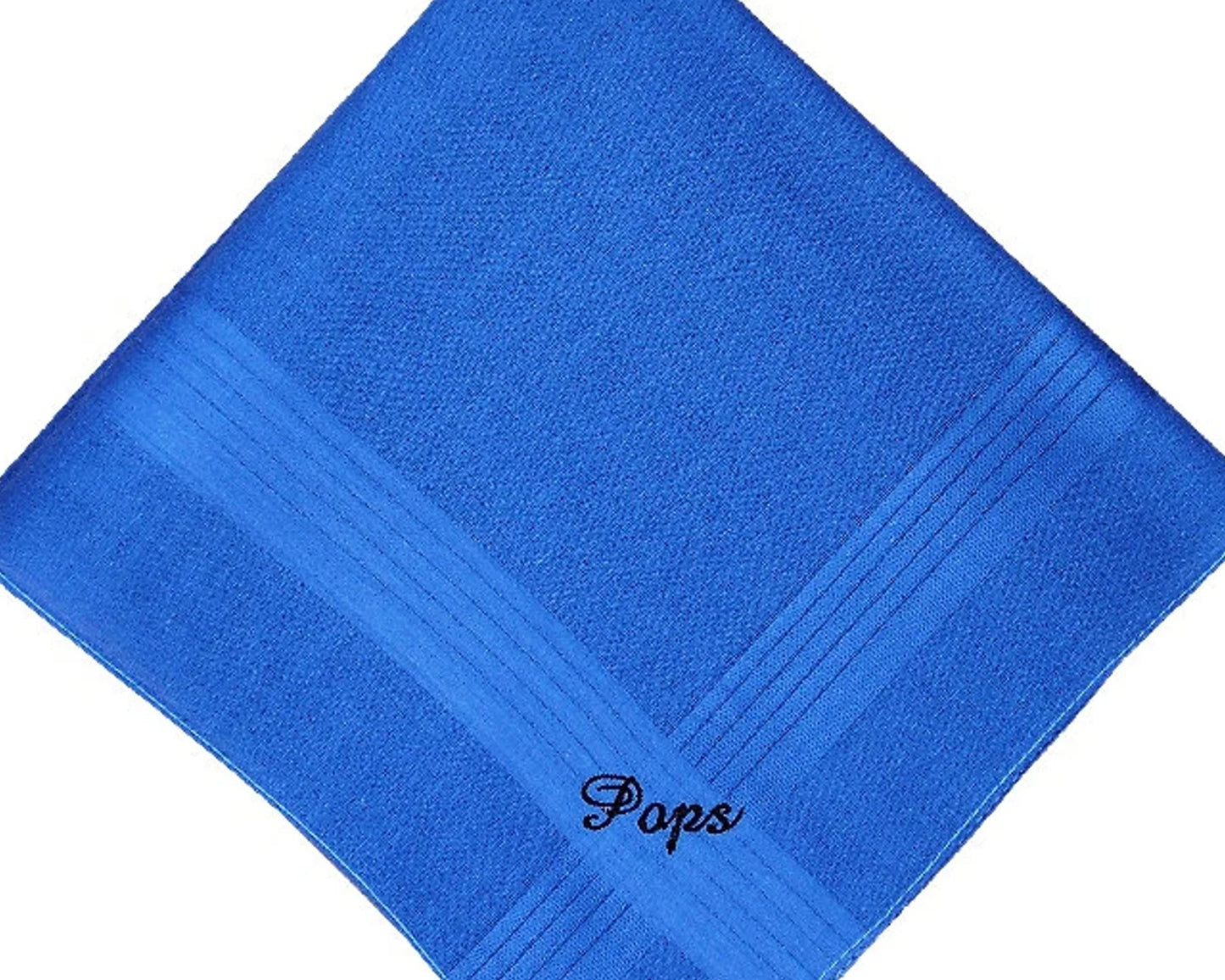 Blue Mens Handkerchiefs with Personalised Embroidered Name or Initials - Set of 3