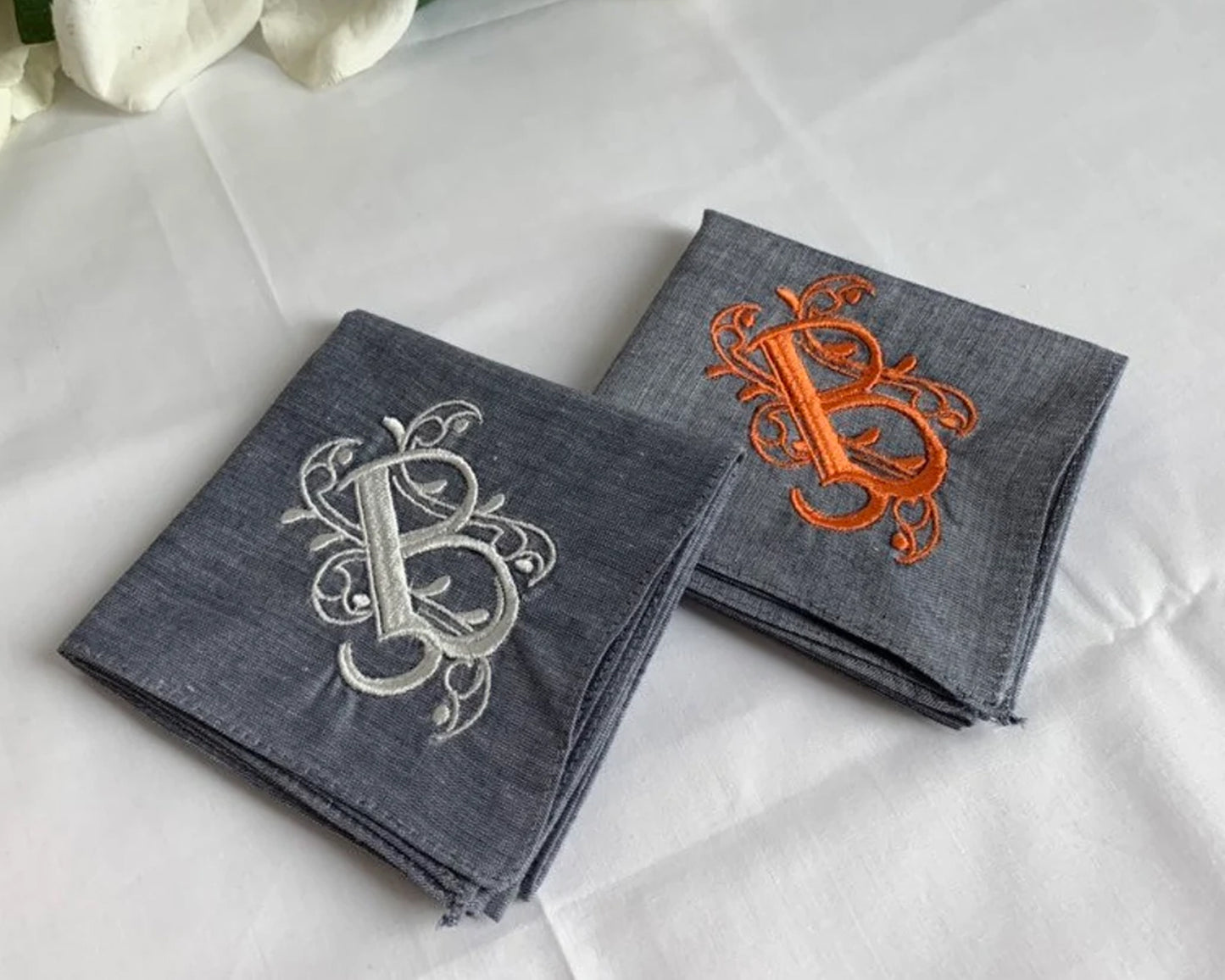 Embroidered Grey Handkerchief - Set of 2,3