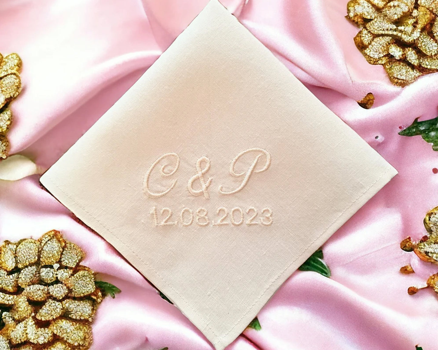 Wedding Embroidered Handkerchief for Bride & Groom