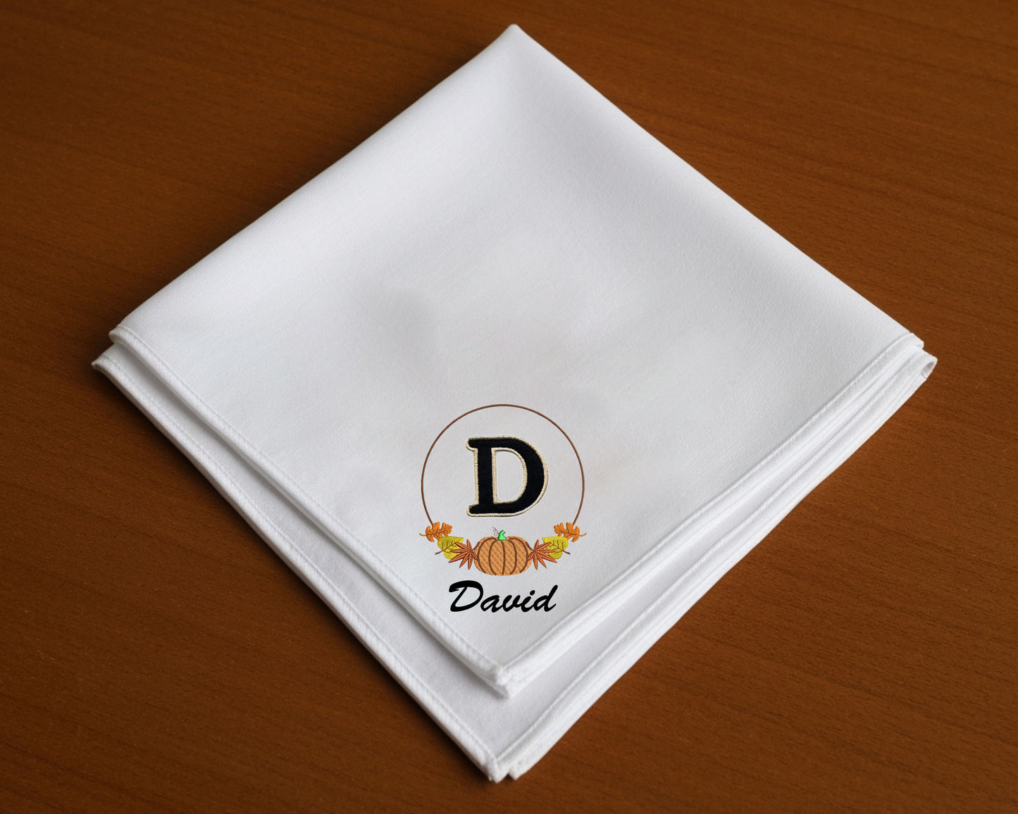Personalized Men White Cotton Thanks Giving Handkerchief