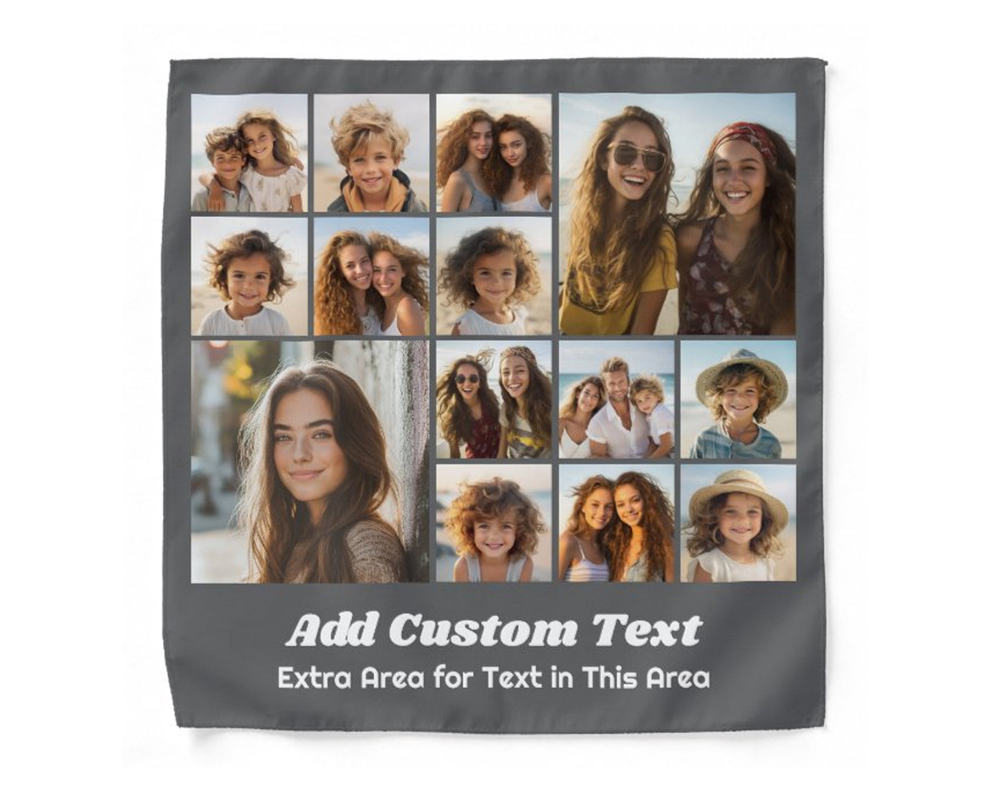Custom Text Collage Photo Handkerchief
