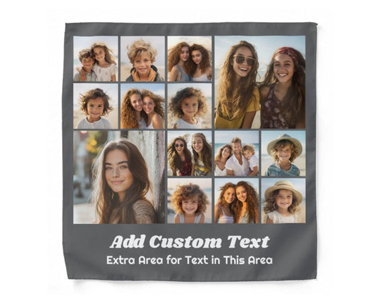 Custom Text Collage Photo Handkerchief