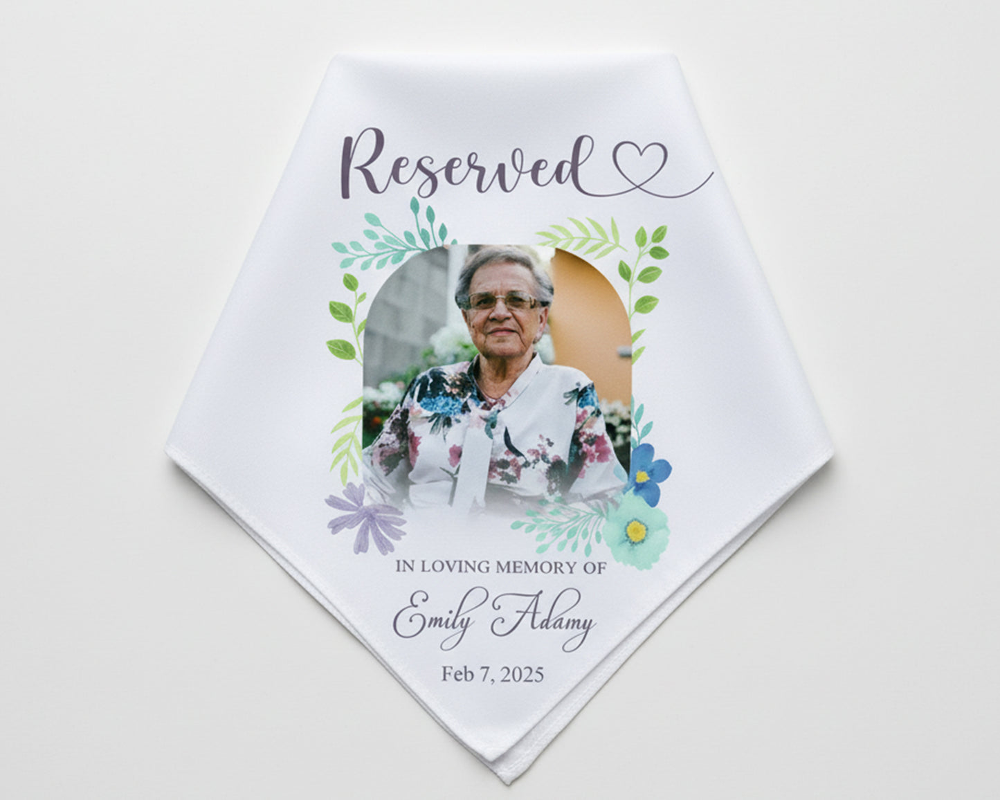 Personalized Memorial Satin Handkerchief with Photo – Funeral Remembrance Keepsake