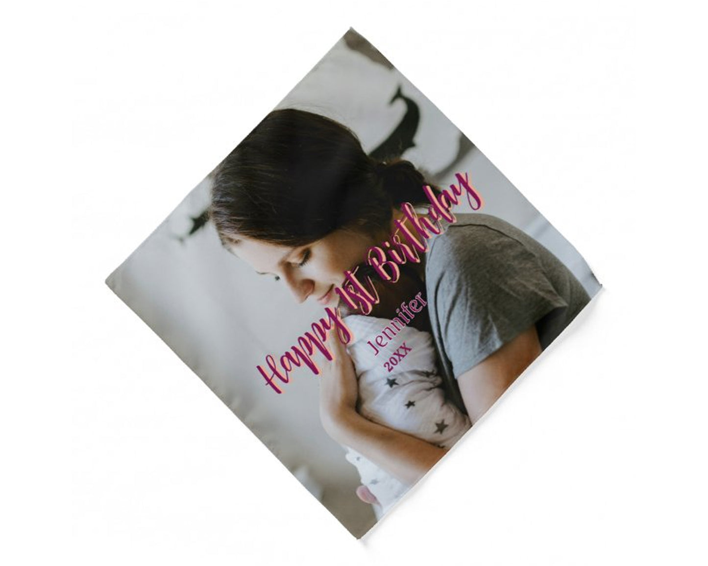 Custom Happy 1st Birthday Photo Keepsake Handkerchief