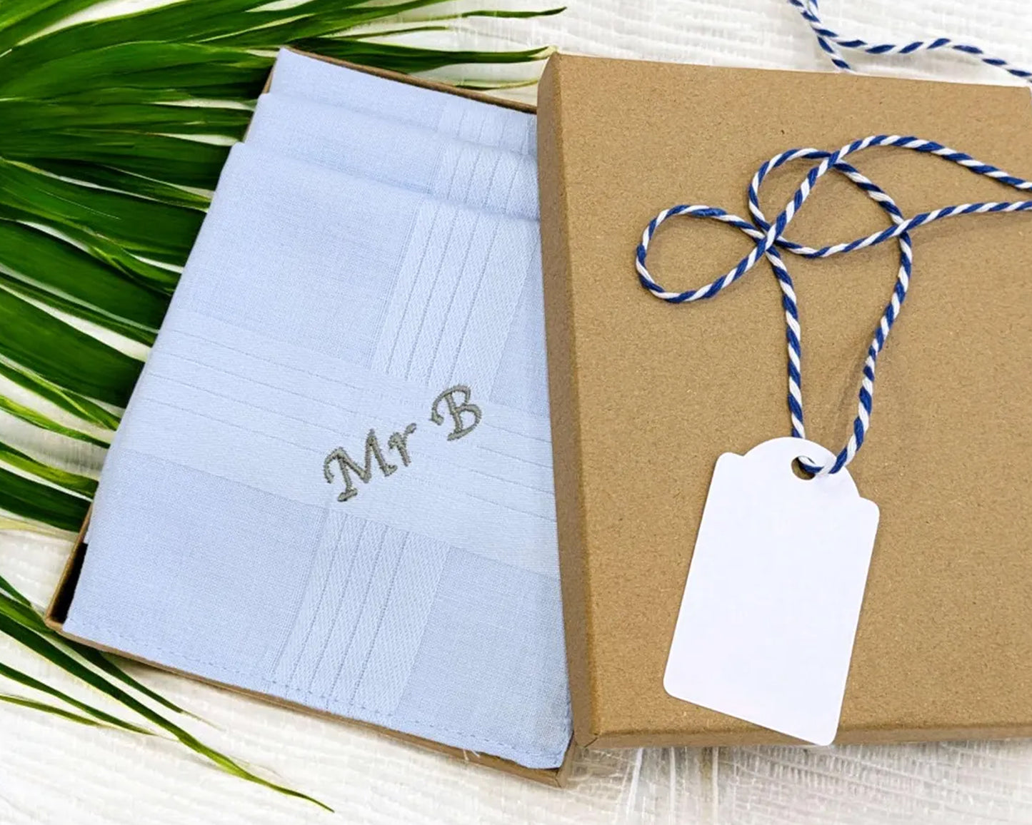 Light Blue Cotton Hankies for Grandad Dad Fathers Day Gifts - Set of 3