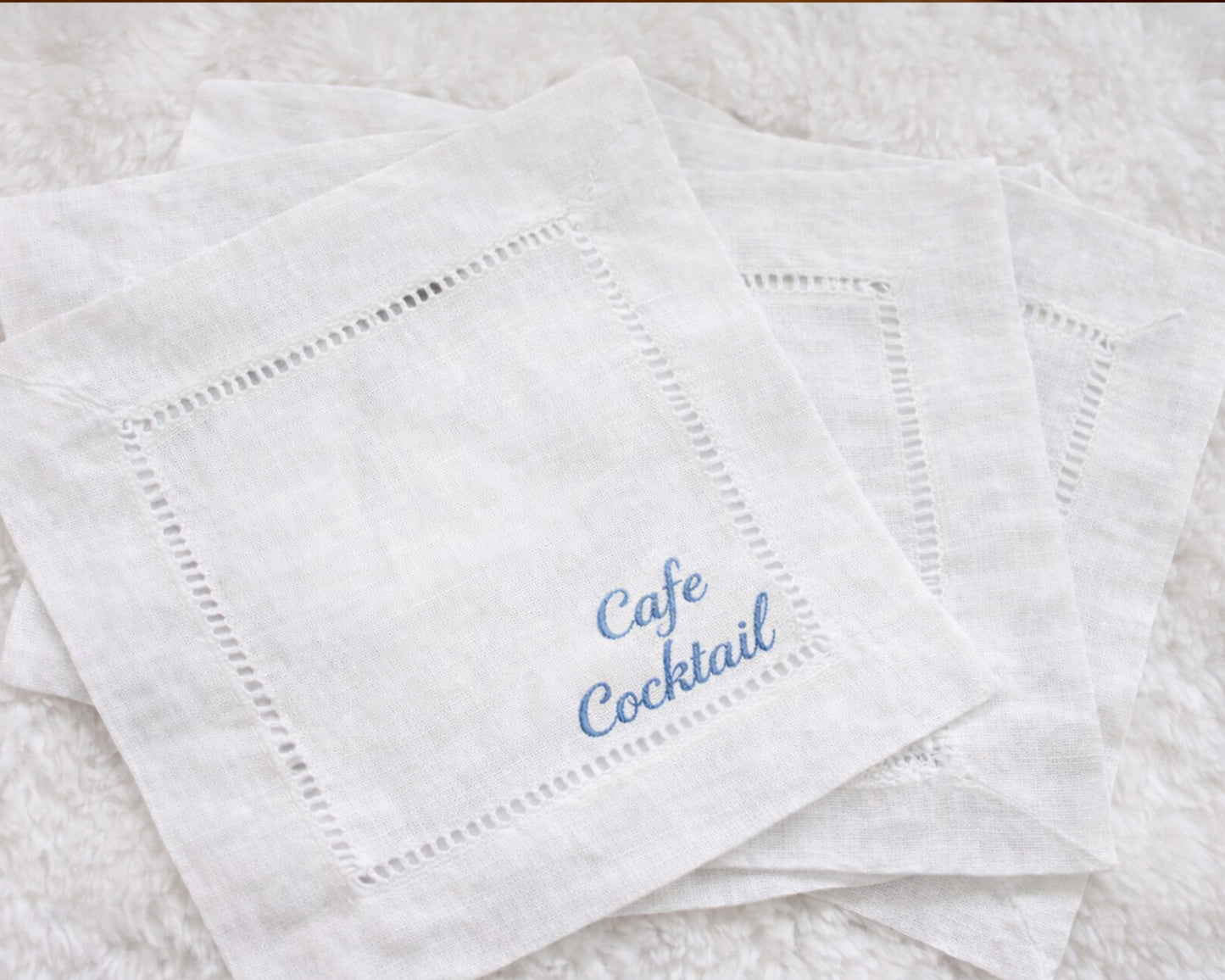 Personalized Name Embroidered Cotton Cocktail Napkins – Elegant Custom Set