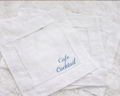 Personalized Name Embroidered Cotton Cocktail Napkins – Elegant Custom Set